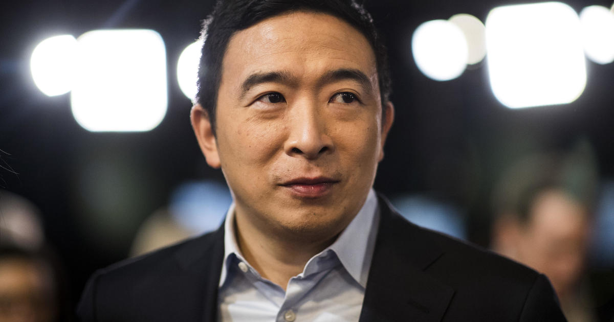 Andrew Yang fills out the paperwork to run for mayor of New York City
