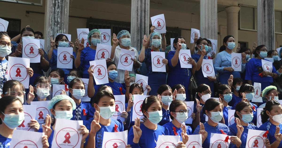 Students And Medics Lead Protests Against Myanmar S Military Dictatorship Days After Coup Cbs News