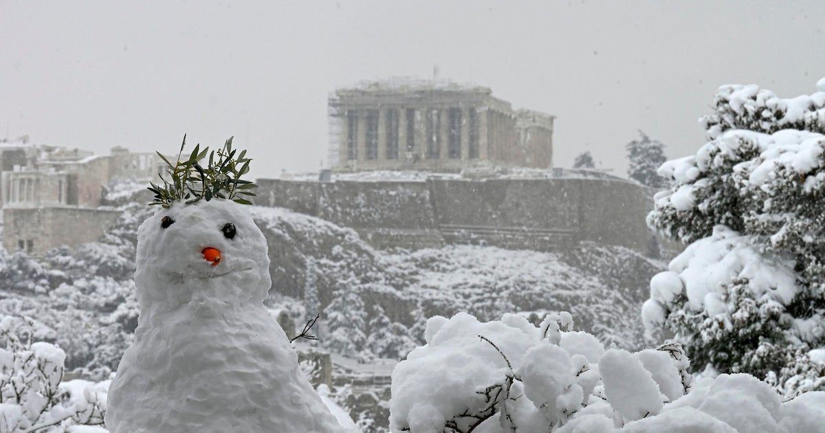 Rare snowfall blankets the Mediterranean