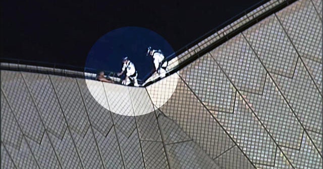 Drunk man rescued after climbing Sydney Opera House
