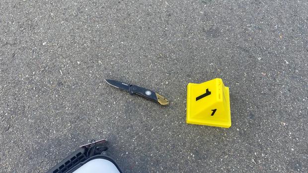 knife and evidence marker in Danville OIS 