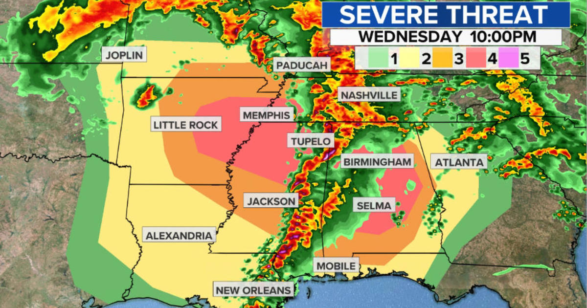 Major and dangerous tornado outbreak in southern states likely Wednesday