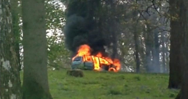 Car catches fire in lion enclosure at safari park