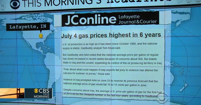 Headlines at 7:30: Iraq crisis sends gas prices sky-high