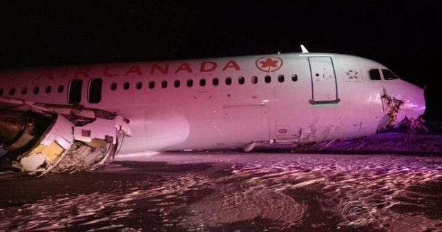 Air Canada plane skids off runway after a hard landing