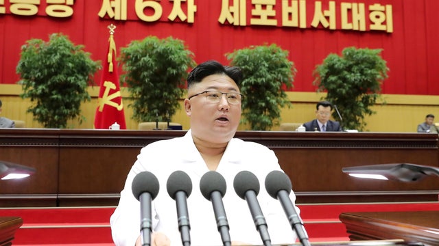 KCNA picture of North Korean leader Kim Jong Un addressing a conference of the Workers' Party's cell secretaries in Pyongyang