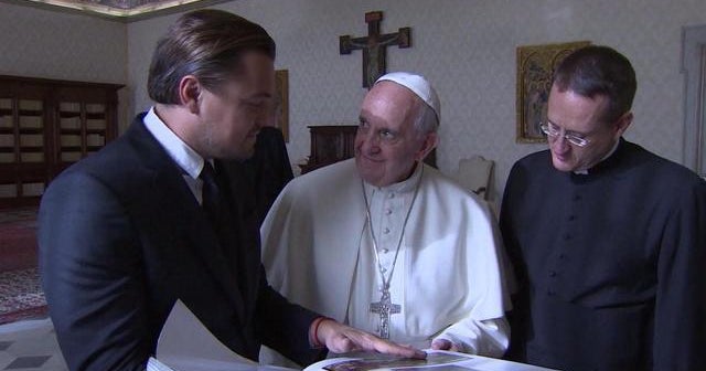 Leonardo DiCaprio gives the pope a special gift