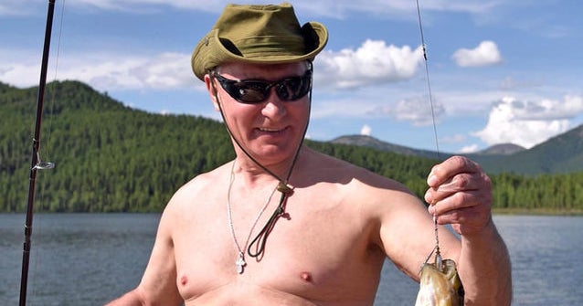 Putin enjoys shirtless hunting and fishing trip
