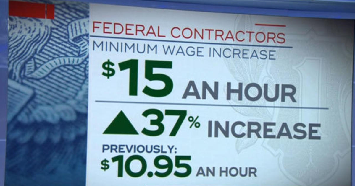 Biden raises minimum wage for federal contractors CBS News