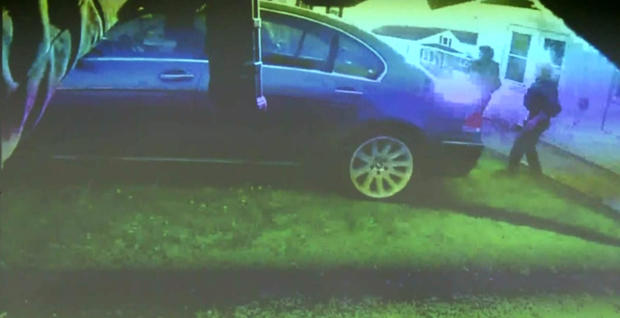 An image capture from police body camera video shows Pasquotank County sheriff's deputies during the fatal shooting of Andrew Brown Jr. in Elizabeth City, North Carolina, April 21, 2021. 