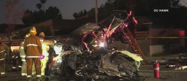 Driver Killed, 2 Hurt In Fiery Multicar Wreck In Reseda; Street Racing Possibly Involved 