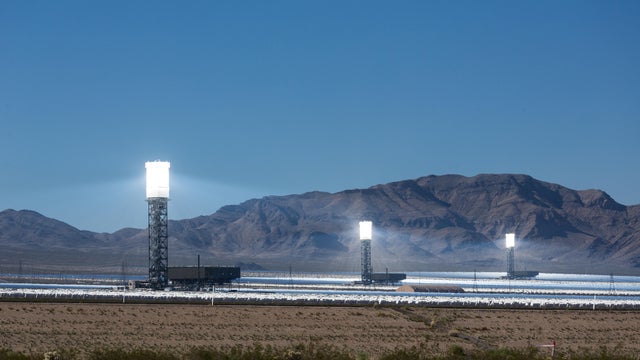Giant solar energy plant at near Ivanpah, California 