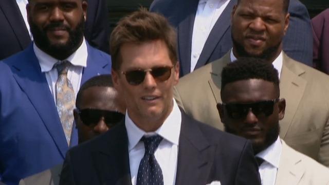 i think about 40 of the people still don t think we won tom brady buccaneers visit white house to celebrate super bowl win cbs news