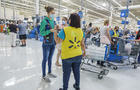 Florida, Miami, Walmart discount department store, check out lines 