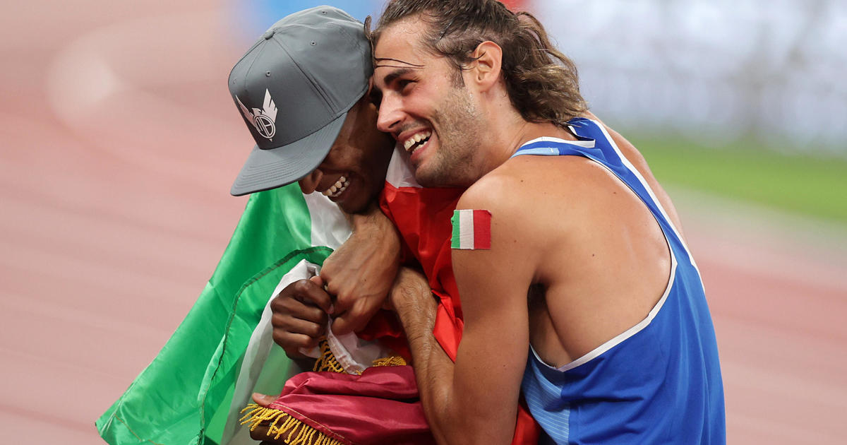 Olympic high jumpers from Qatar and Italy tied. Instead of having a jump off, the friends decided to share the gold medal.