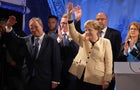 Merkel And Laschet Campaign In Stralsund As Elections Near