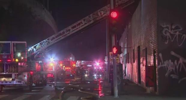 Large Fire Rips Through Commercial Textile Business In Downtown LA 