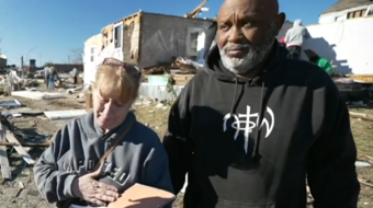 Couple survives tornado with 7-year-old grandson: "He was so scared" 