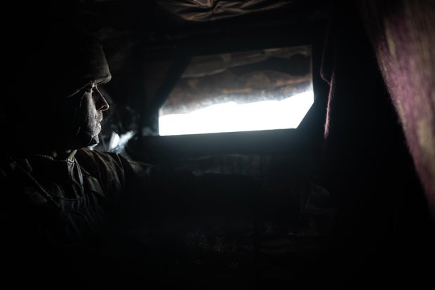 Ukrainian Servicemen on the frontline outside of Svitlodarsk
