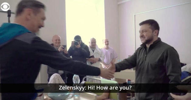Zelenskyy surprises teen hospitalized after saving brother's life CBS(01)
