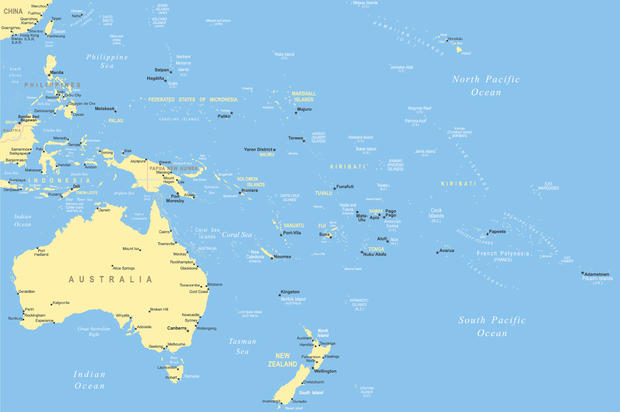 Australia and Oceania - map - illustration 