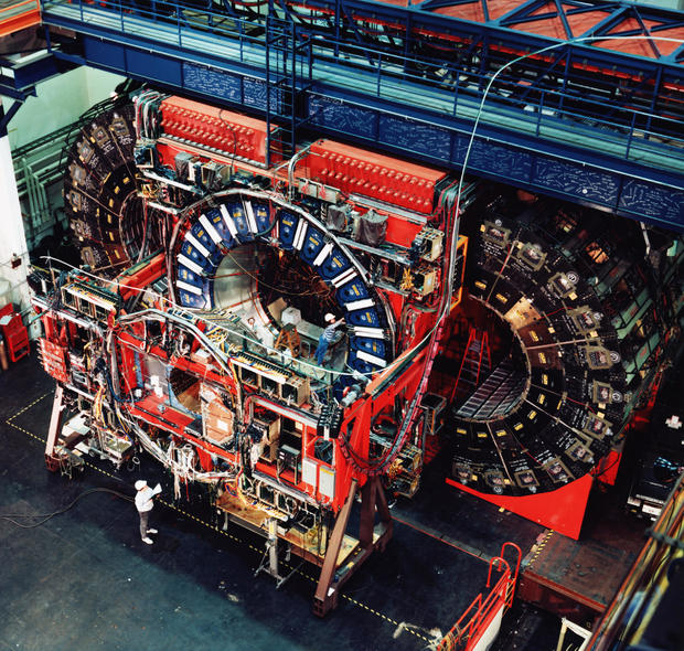 Technicians Work on Collider Detector 