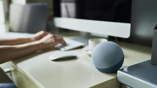 Working from home and using a smart speaker 