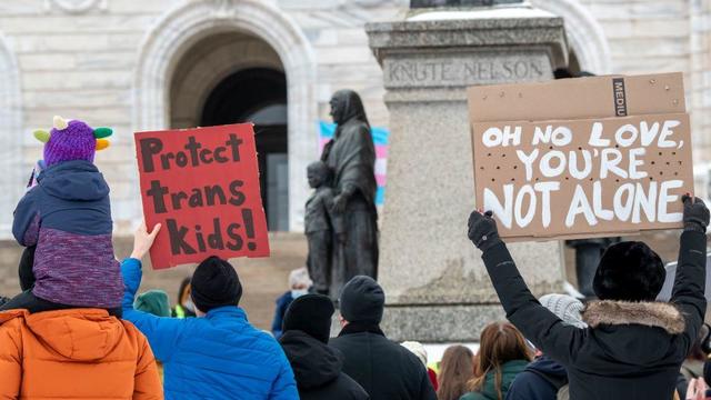 St. Paul, Minnesota. March 6, 2022. Because the attacks against transgender kids are increasing across the country Minneasotans hold a rally at the capitol to support trans kids in Minnesota, Texas, and around the country. 