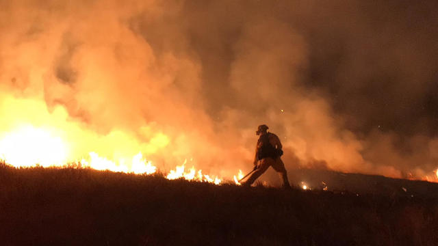 Contra Costa County brush fire at night 