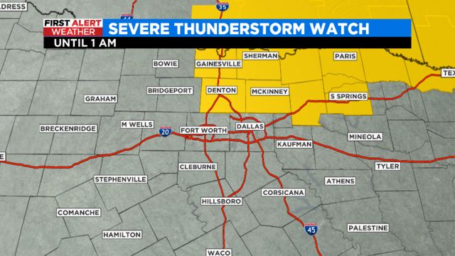 Severe thunderstorm watch for parts of North Texas until 1 a.m. - CBS DFW