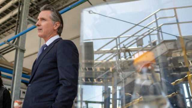 California Governor Gavin Newsom tours a water recycling demonstration facility 